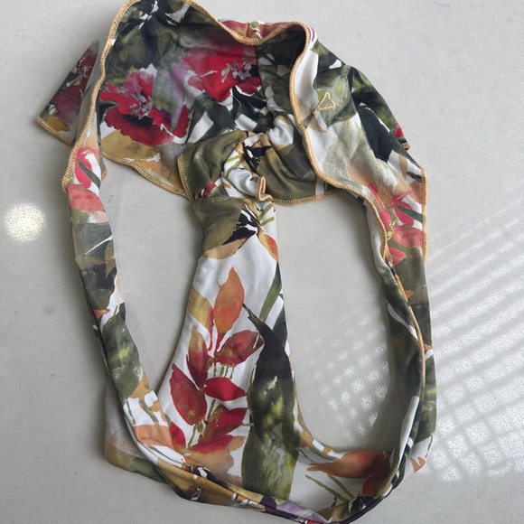 Boys + Arrows orange & green Hawaiian floral ribbed top Bikini vacation pool M/L - Picture 15 of 17